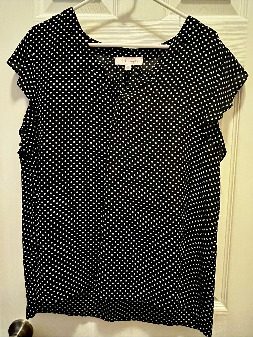 Philosophy Republic Clothing Black White Polka Dot Ruffle Sleeve Blouse XL